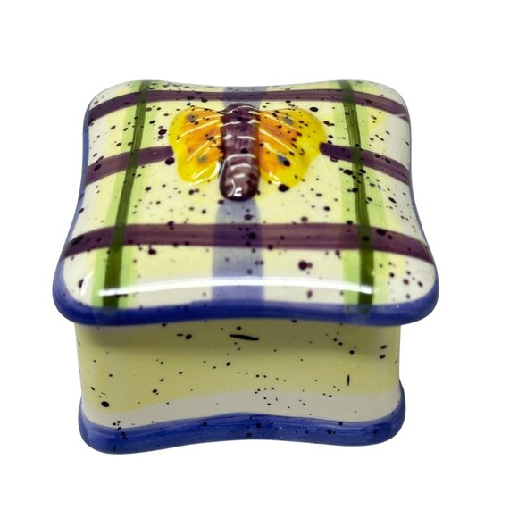 Julie Ueland Enesco Ceramic Trinket Boxes Floral Butterfly Set Vintage 1999 - Picture 2 of 16